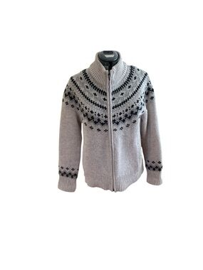 L.L. Bean Zip front Fair Isle wool sweater